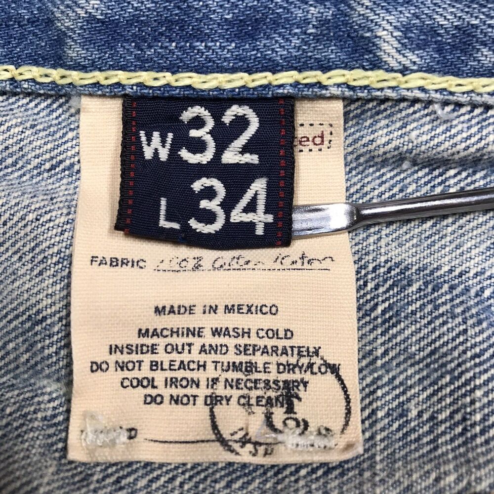 Y2K ABERCROMBIE & FITCH Remsen Jeans Men 32x34 Distressed Low Rise Slim Straight - Picture 16 of 16